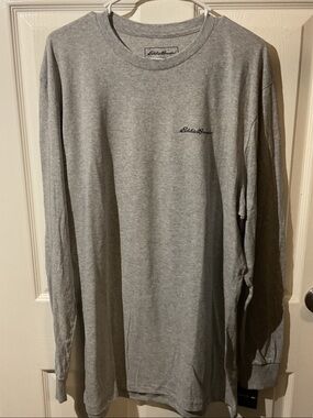 Eddie Bauer Heather Gray Long-Sleeve Crewneck Shirt with Eagle 🦅 on Back